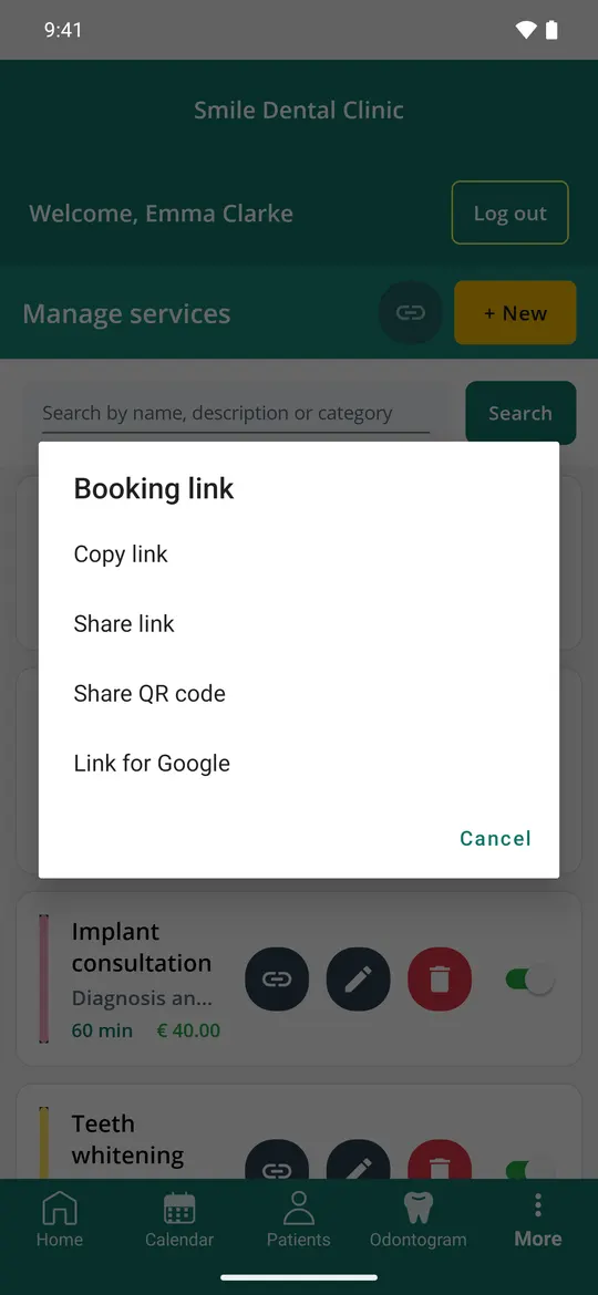 Copy the link, share it or generate its QR code