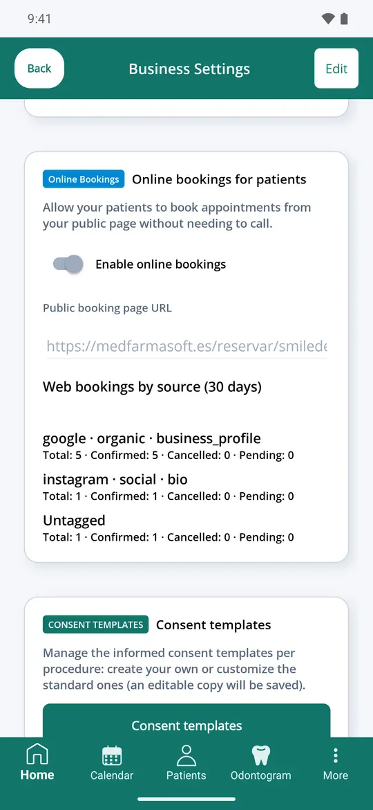 Bookings by source over the last 30 days: Google, Instagram…